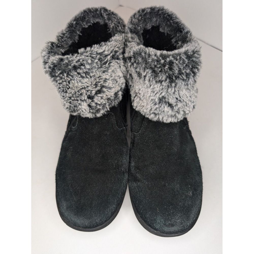 Khombu Jessica Women's Faux Fur Lined Suede Ankle Boots in Black Size 98 - Picture 2 of 8